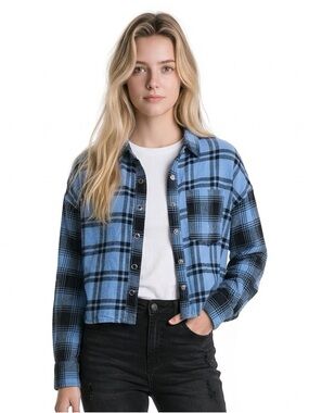 FOREVER 21 | Blue & Black Checkered Plaid Flannel Shirt Women’s Size Small